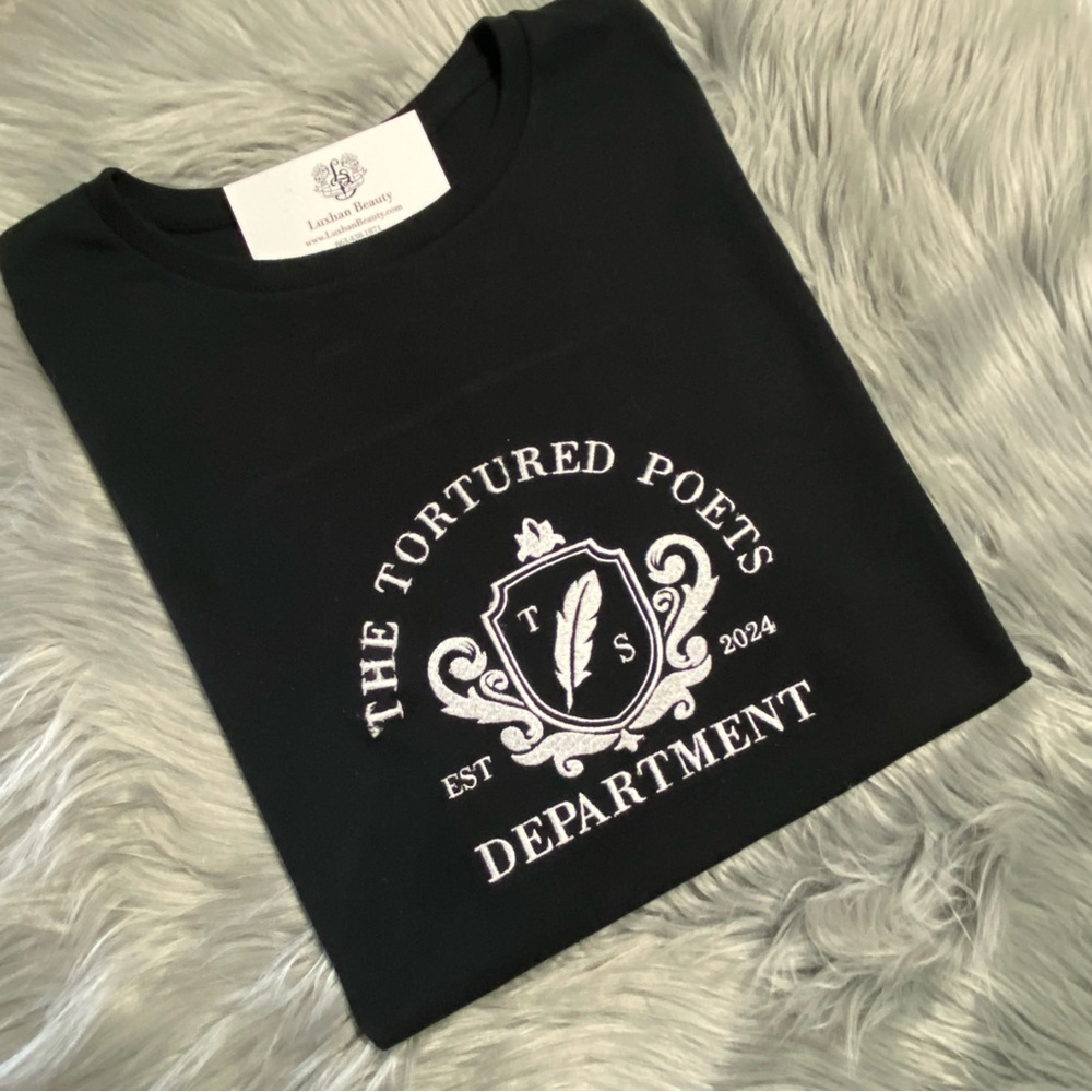 The Tortured Poet Department Embroidered Crewneck T-Shirt